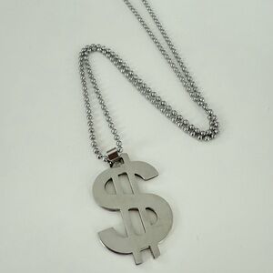 U.S. Dollar Sign Pendant Necklace Hip Hop Jewelry Stainless Steel Chain
